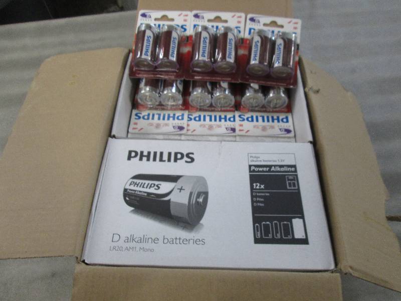 lot 193 image: Case of 48 2-pks Philips D Alkaline...