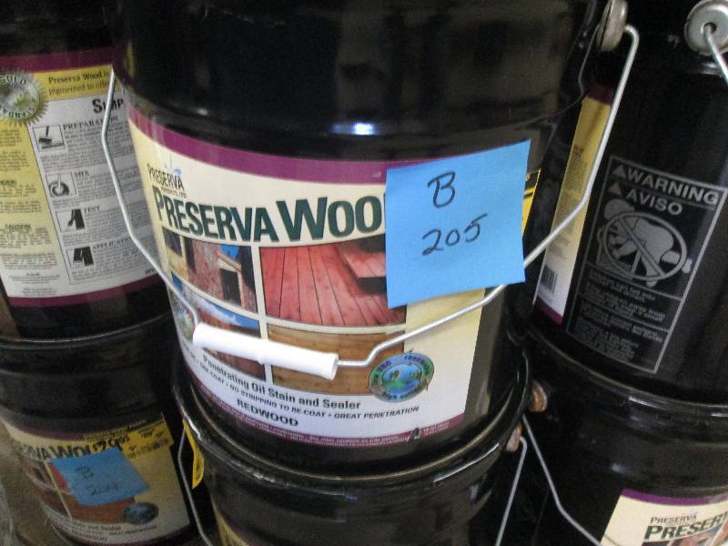 lot 205 image: Preserva Wood 5 gal. Oil-Based  Red...