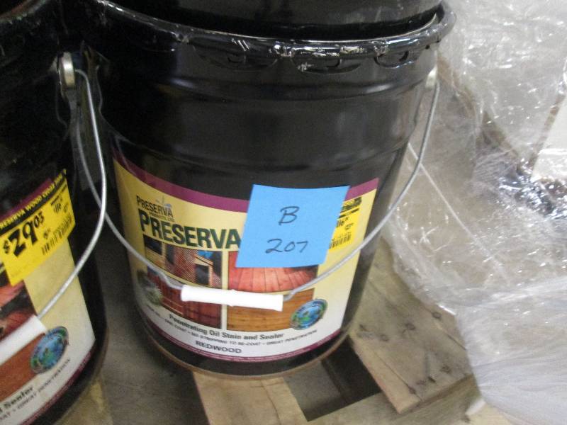 lot 207 image: Preserva Wood 5 gal. Oil-Based  Red...