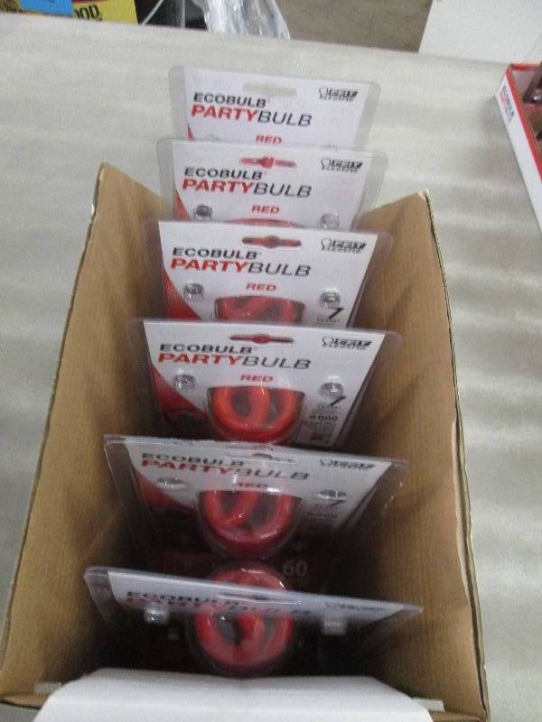lot 223 image: Lot of 6 Feit Red EcoParty Bulbs...