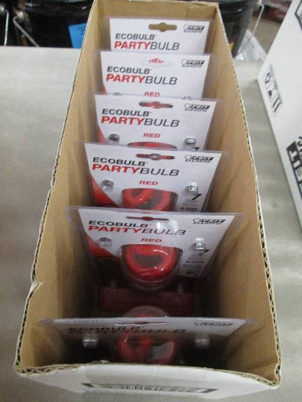 lot 225 image: Lot of 6 Feit Red EcoParty Bulbs pl...