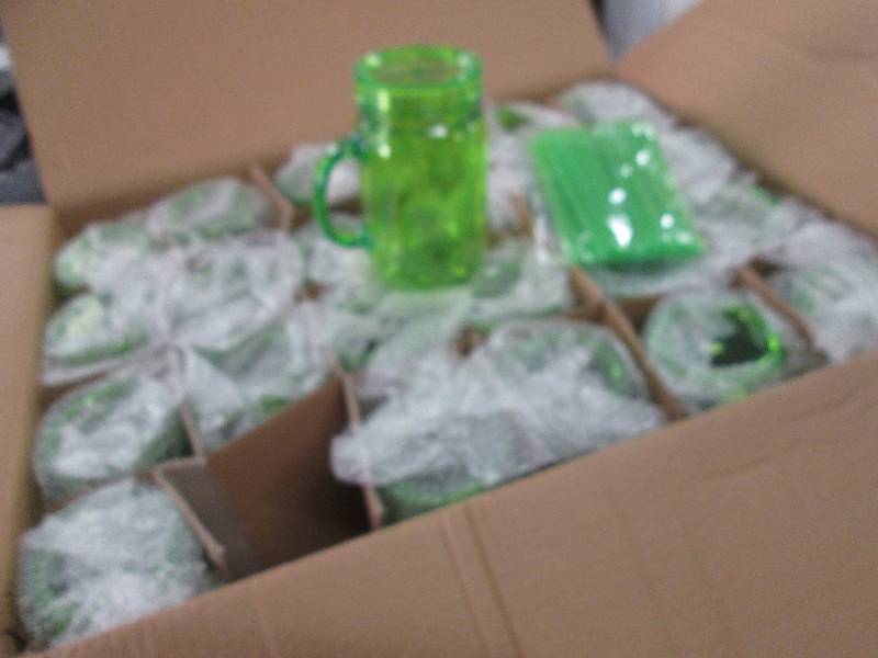 lot 227 image: Case of 24 Insulated Lime Mason Jar...