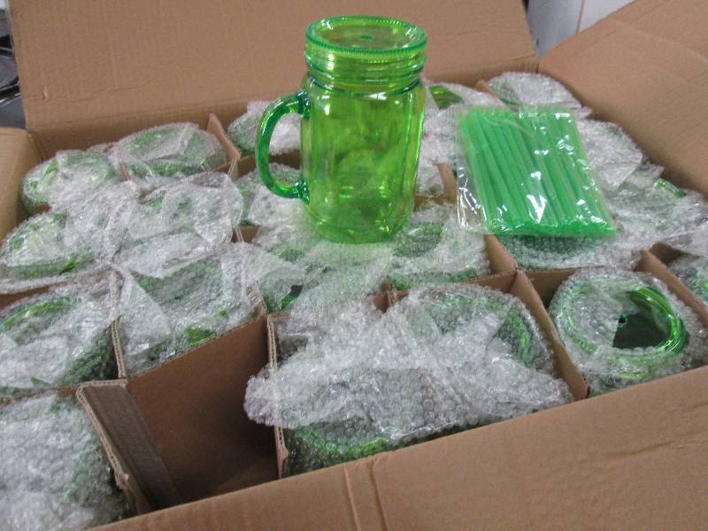 lot 229 image: Case of 24 Insulated Lime Mason Jar...
