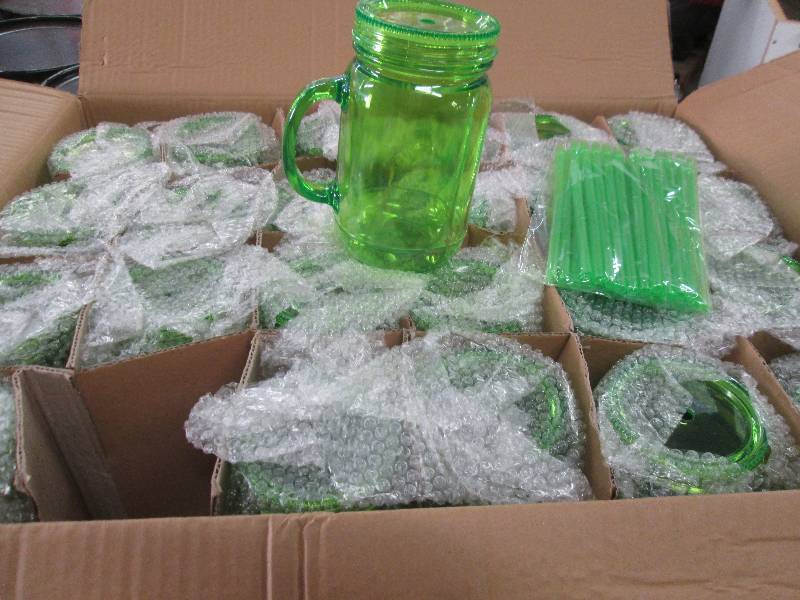 lot 230 image: Case of 24 Insulated Lime Mason Jar...
