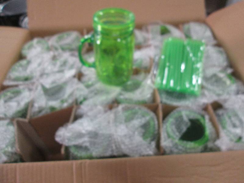 lot 231 image: Case of 24 Insulated Lime Mason Jar...