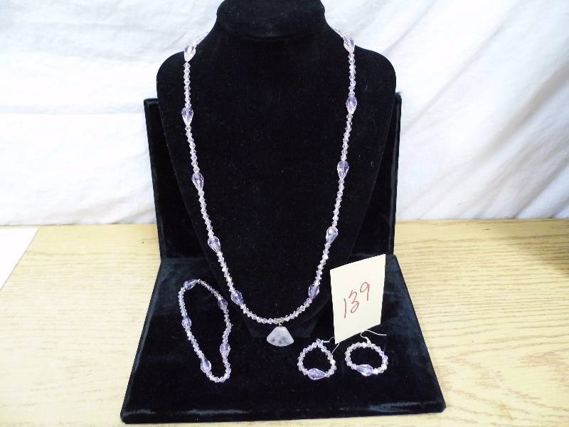 Pink Necklace, Bracelet & Earrings