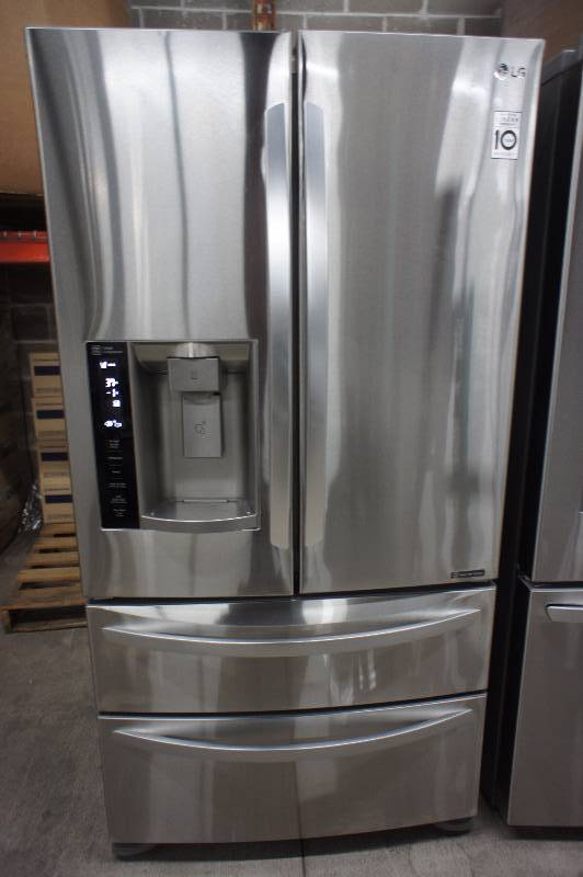 lot 2 image: New - Scratch & Dent LG Model # (LMXS27626S) - Stainless Steel 26.7 cu. ft. Ultra-Capacity 4 Door French Door Refrigerator -Tested Works - MSRP $ 2799.99