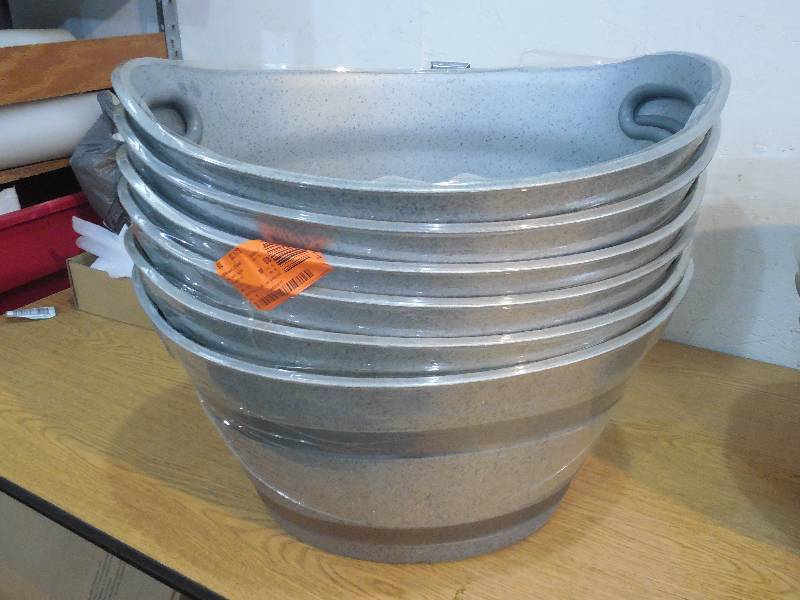 (6) GALVANIZED BUCKET PLANTERS
