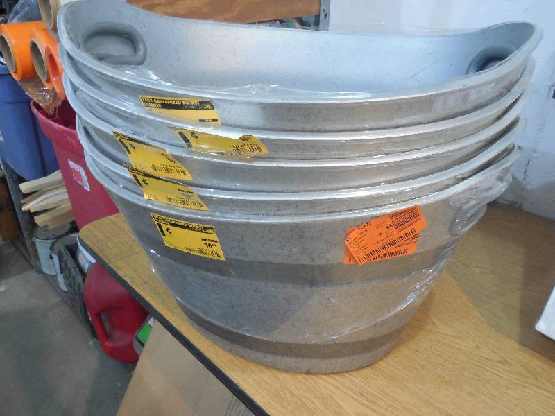 (5) GALVANIZED BUCKET PLANTERS