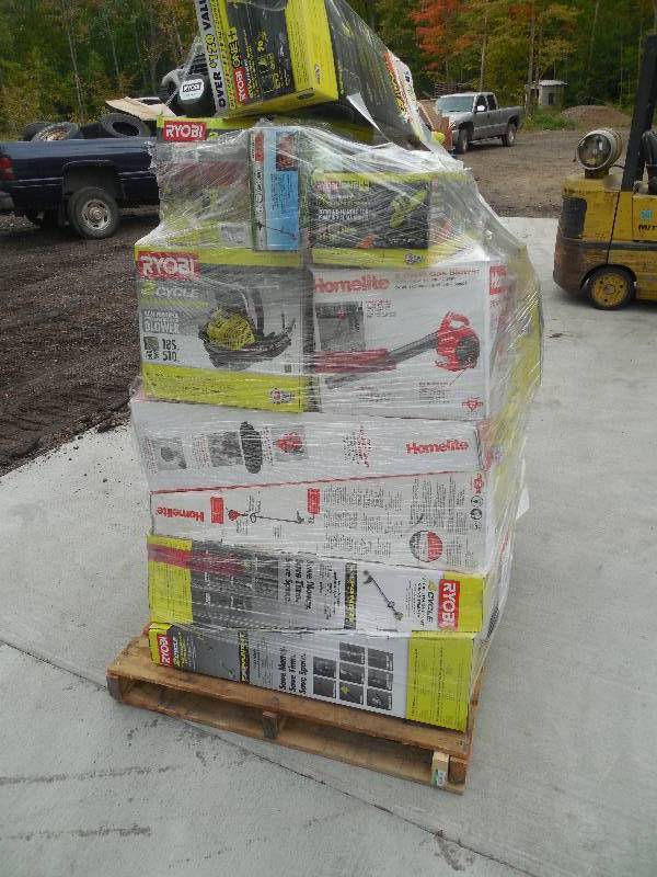 PALLET LOT OF WEED WHIPS BACK PACK BLOWERS