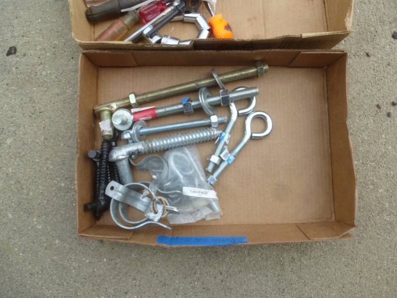 lot 15 image: Gate hinge screws and tools