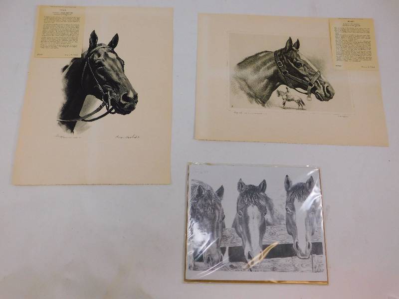 3 Vintage Horse Prints