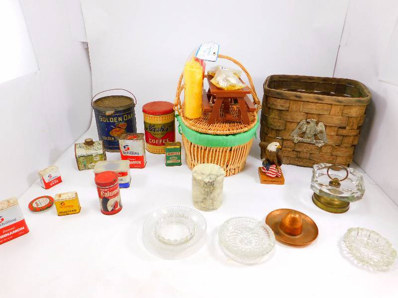 Picnic Basket and Vintage Tins