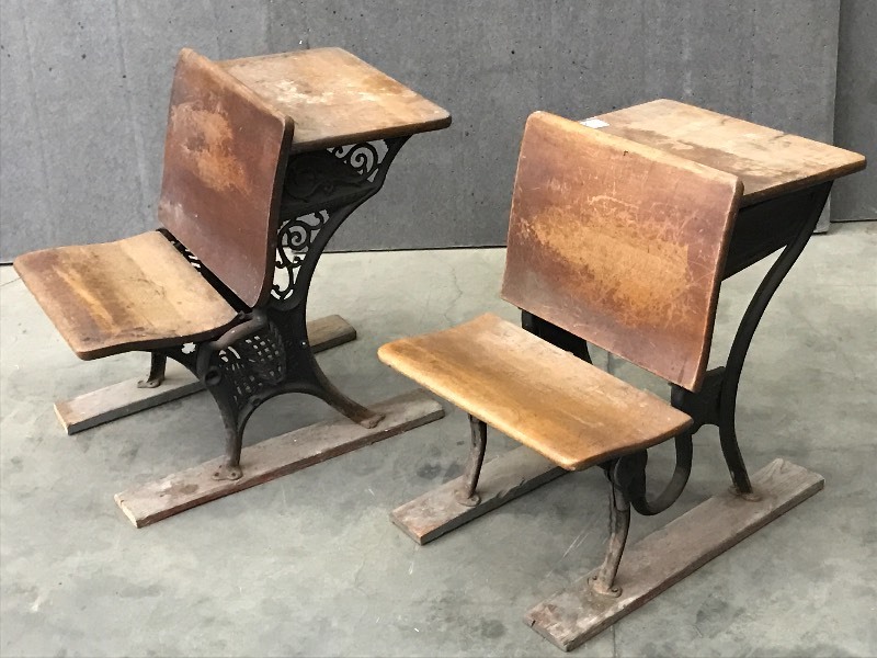 (2) Antique School Desks
