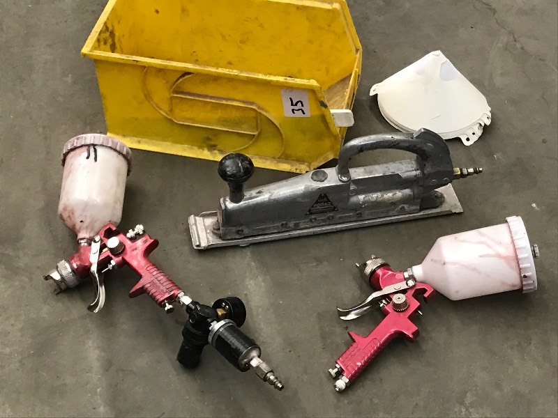 Pneumatic Sander & (2) Paint Guns