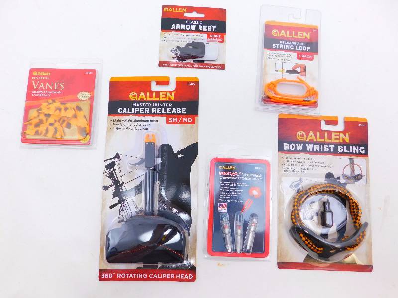 lot 13 image: New Archery Accessories Vanes, Arrow Rest, Lighted Nocks, Release Aid String, Caliper Release, Bow Wrist Sling