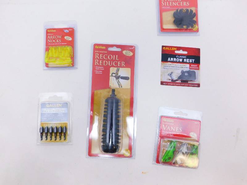 lot 15 image: New Archery Accessories Recoil Reducer, Vanes, Arrow Rest, String Silencers, Nocks, Field Points