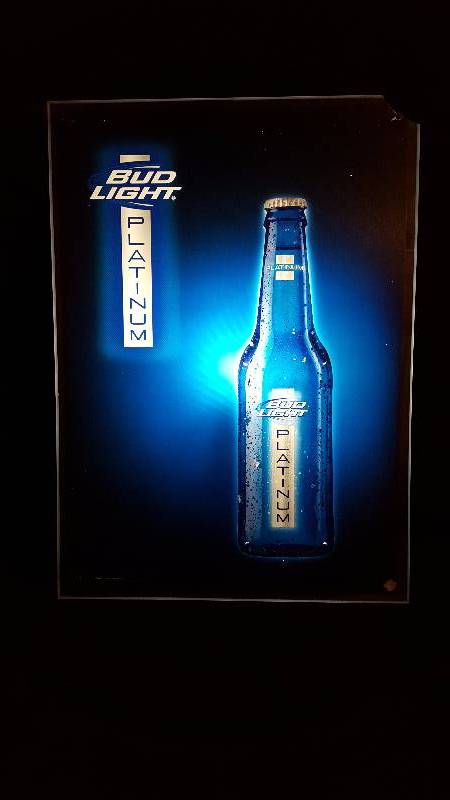 lot 10 image: Bud Light Platinum Light-up Sign
