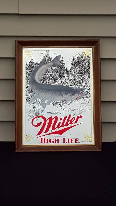 lot 22 image: Miller High Life Wisconsin Muskie Advertising Mirror