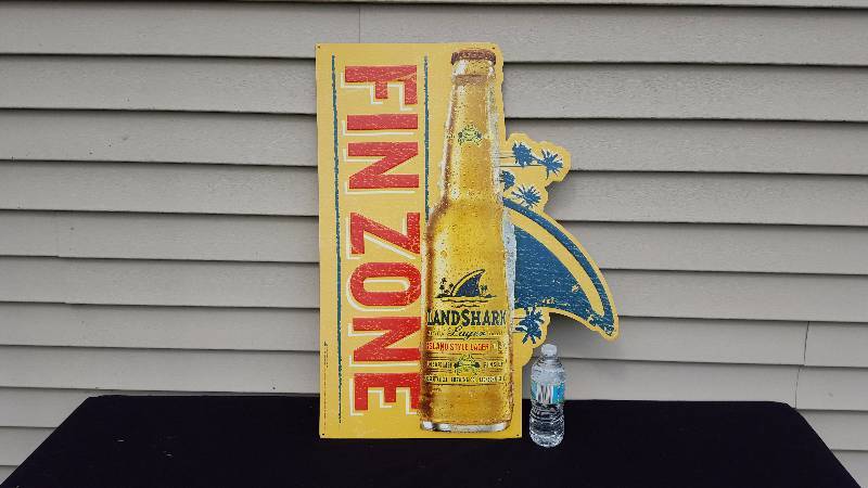 lot 37 image: Landshark Fin Zone Metal Advertising Sign