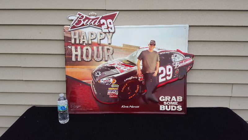 lot 46 image: Budweiser Kevin Harvick Metal Advertising Sign