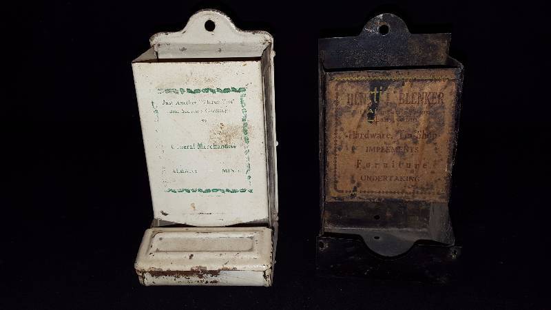 lot 137 image: Antique Advertising Tin Match Holders
