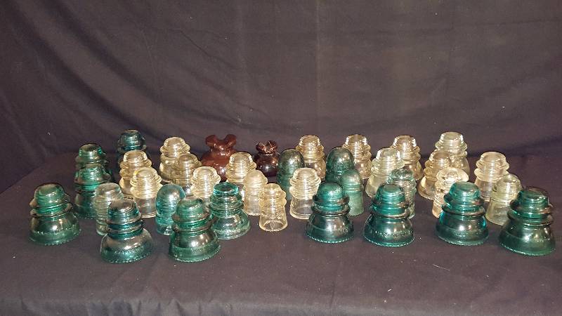 lot 158 image: Glass Electric insulators