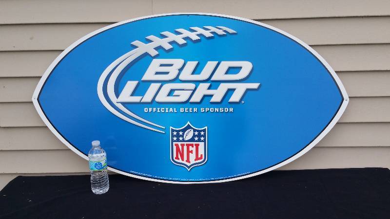lot 47 image: Bud Light NFL Football Metal Advertising Sign