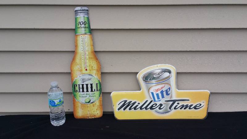 lot 50 image: Miller Chill & Miller Lite Metal Advertising Signs