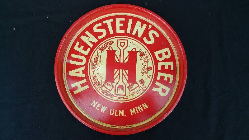 lot 57 image: Vintage Hauensteins Beer, New Ulm, MN Metal Serving Tray