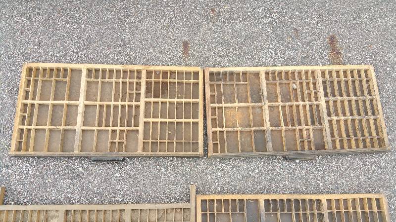 lot 91 image: (2) Hamilton Printers Type Wood Drawer  Shadow Box