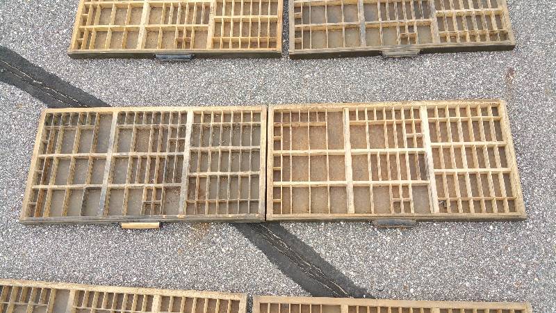 lot 95 image: (2) Hamilton Printers Type Wood Drawer  Shadow Box