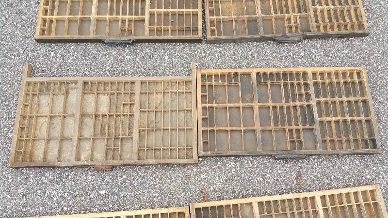 lot 92 image: (2) Hamilton Printers Type Wood Drawer  Shadow Box