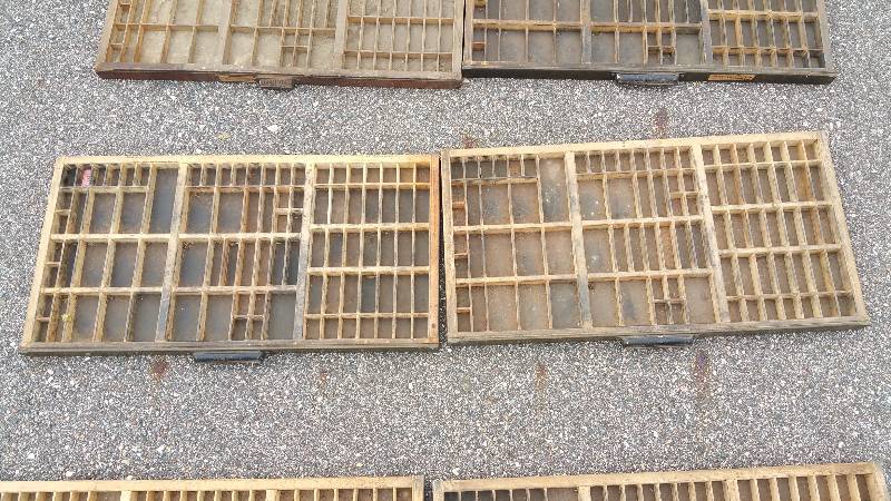 lot 93 image: (2) Hamilton Printers Type Wood Drawer  Shadow Box
