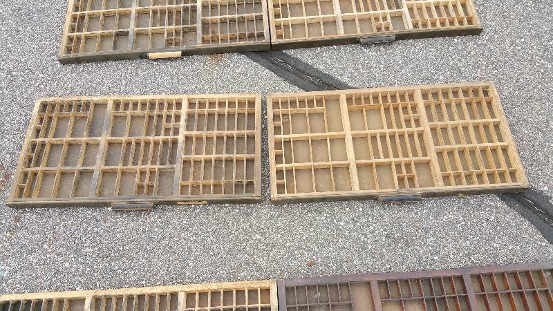 lot 96 image: (2) Hamilton Printers Type Wood Drawer  Shadow Box