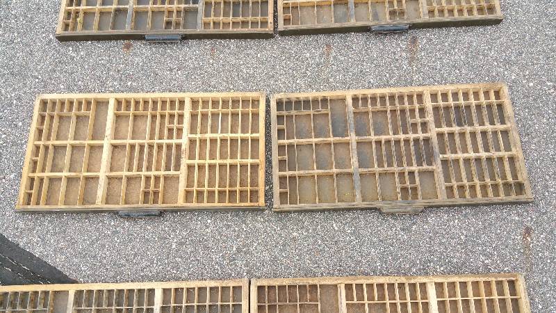 lot 94 image: (2) Hamilton Printers Type Wood Drawer  Shadow Box