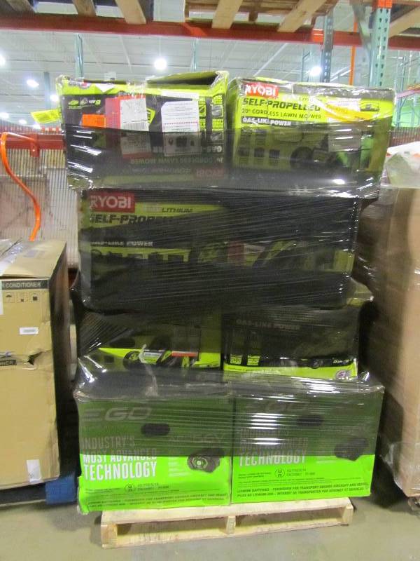 lot 39 image: Pallet of electric mowers. ( 6 Ryobi)