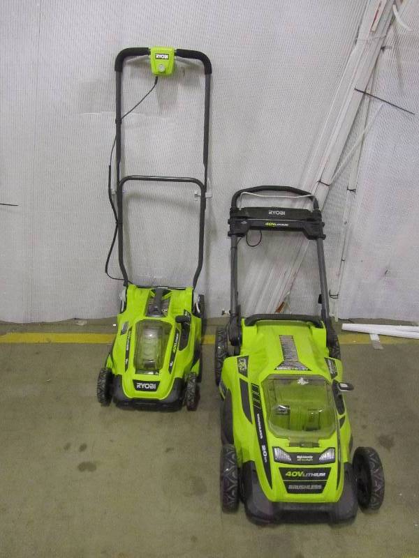 lot 40 image: Ryobi 20 in. 40-Volt Brushless Lithium-Ion Cordless Battery Push Lawn Mower  16 in. 40-Volt Lithium-Ion Cordless Battery Push Lawn Mower