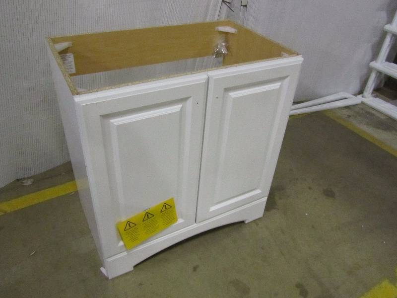 lot 41 image: Glacier Bay 30-12 in. W Vanity in White ( review photos)