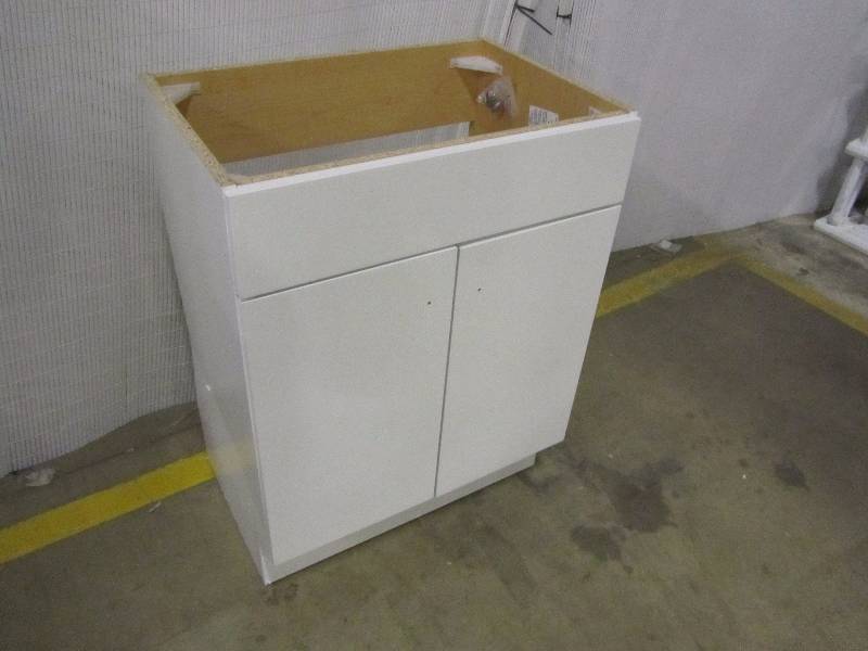lot 42 image: Glacier Bay 24-12 in. W Vanity in White ( review photos )