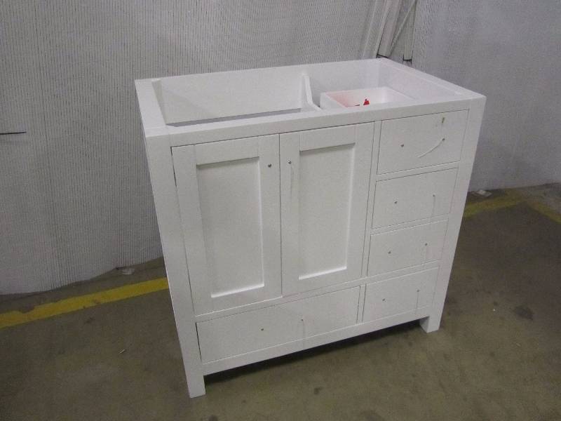 lot 43 image: Virtu USA Caroline Avenue 36 in. W x 22 in. D Single Vanity in White ( review photos )