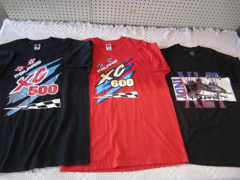 lot 128 image: Lot of 3 Polaris T-Shirts New old s...