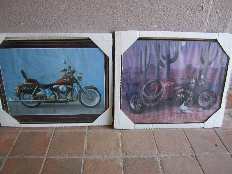 lot 200 image: Lot of 2 Harley Davidson Framed Pos...