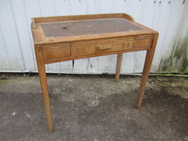 lot 247 image: Vintage Solid Wood Desk with Drawer...