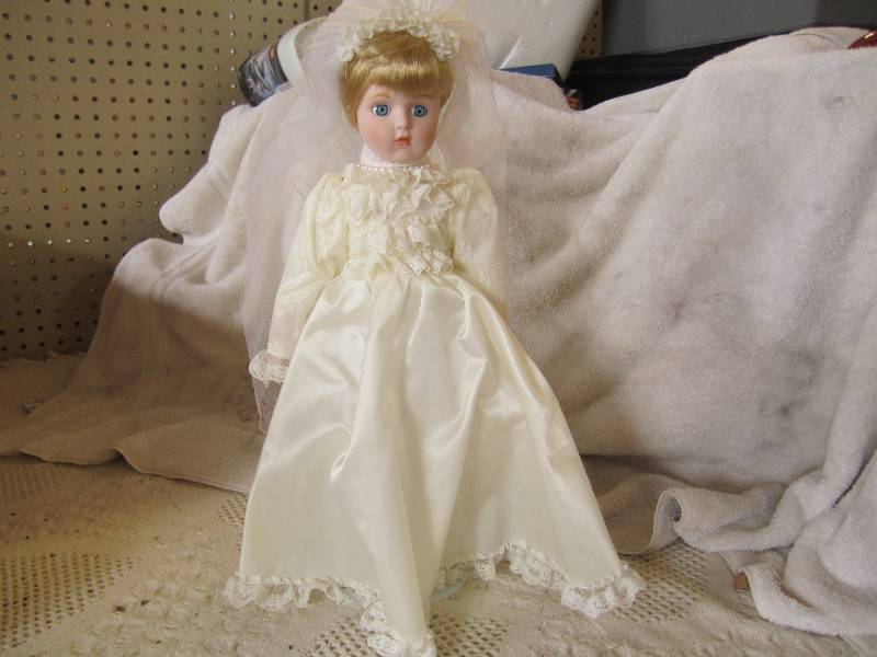lot 248 image: Porcelain Doll with Metal Stand.Abo...