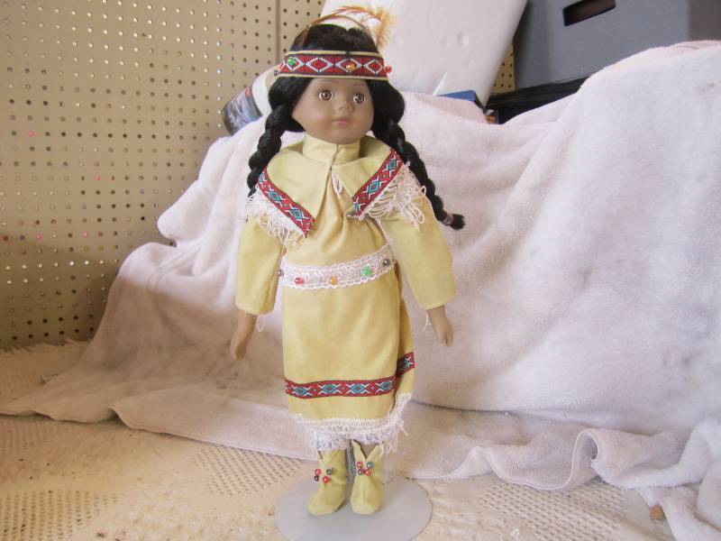 lot 249 image: Porcelain Doll with Metal Stand Abo...