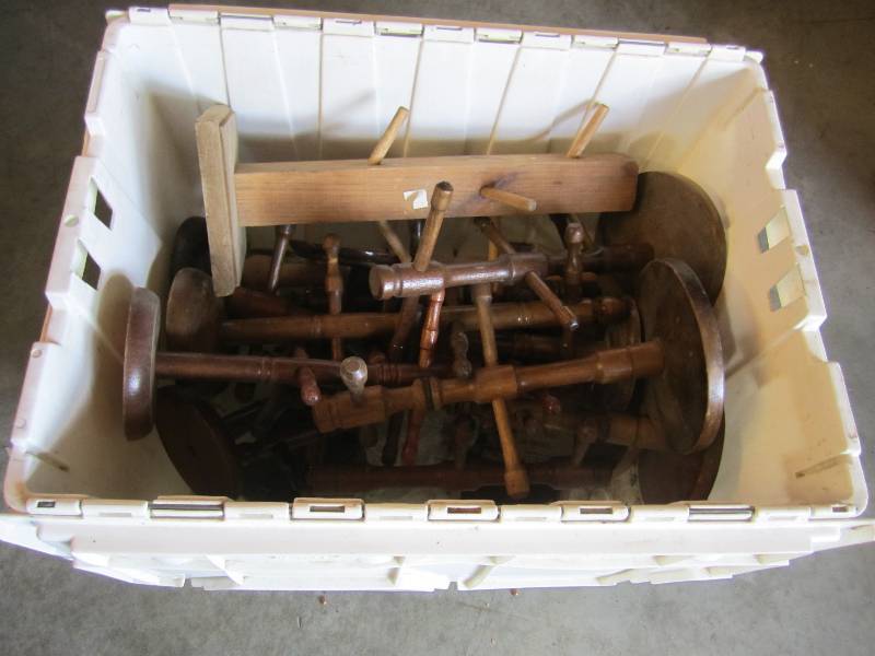 lot 258 image: Tote full of Wood Cup Holders. Disp...