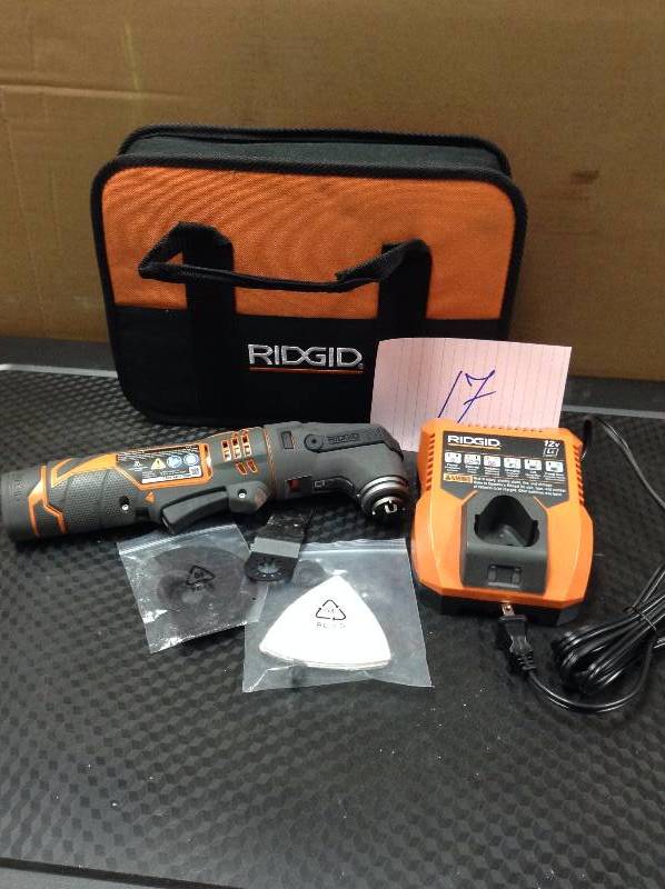 lot 17 image: Ridgid JobMax 12-Volt Lithium-Ion Right Angle Cordless Drill (Tool Only)