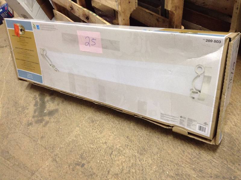lot 25 image: Hampton Bay Regency 4-Light Brushed Nickel T8 Fluorescent Ceiling Light open box never used