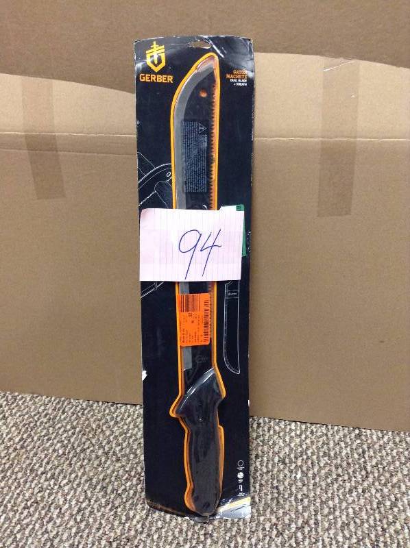 lot 94 image: Gerber Blades Gator Machete Nylon Sheath Calm Pack G0758